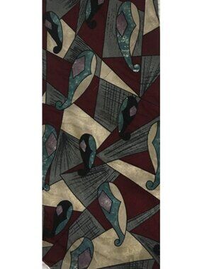 Zylos George Machado Tie Red Blue Gold Abstract Silk 3.75 In Wide 57 in Wide
